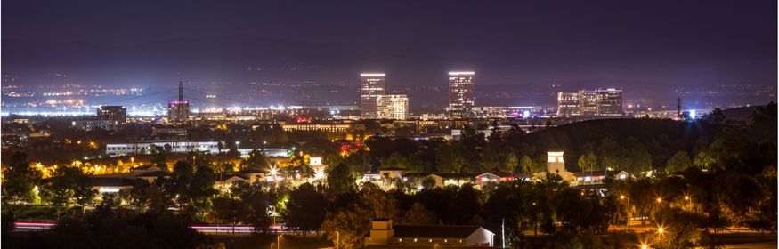 Nighttime view of Irvine Spectrum.