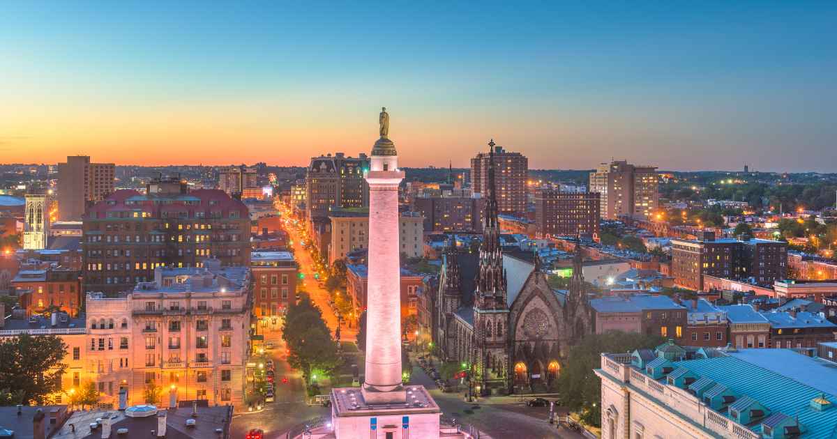 Washington Monument Statue in Baltimore MD.