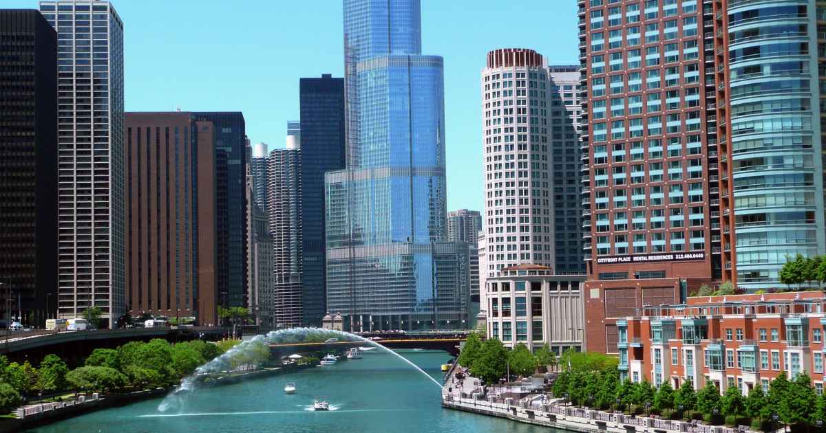 The Chicago River in Chicago Illinois.