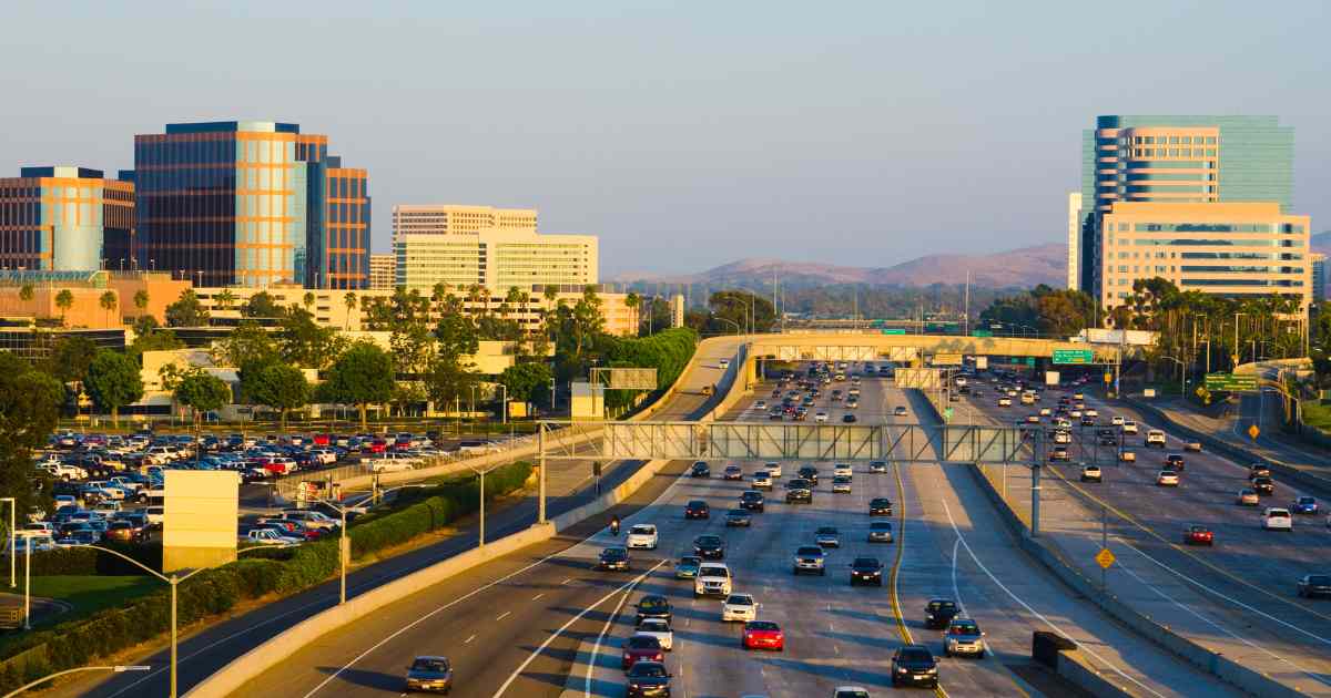 Macarthur Blvd Bridge across the 405 Freeway in Irvine CA