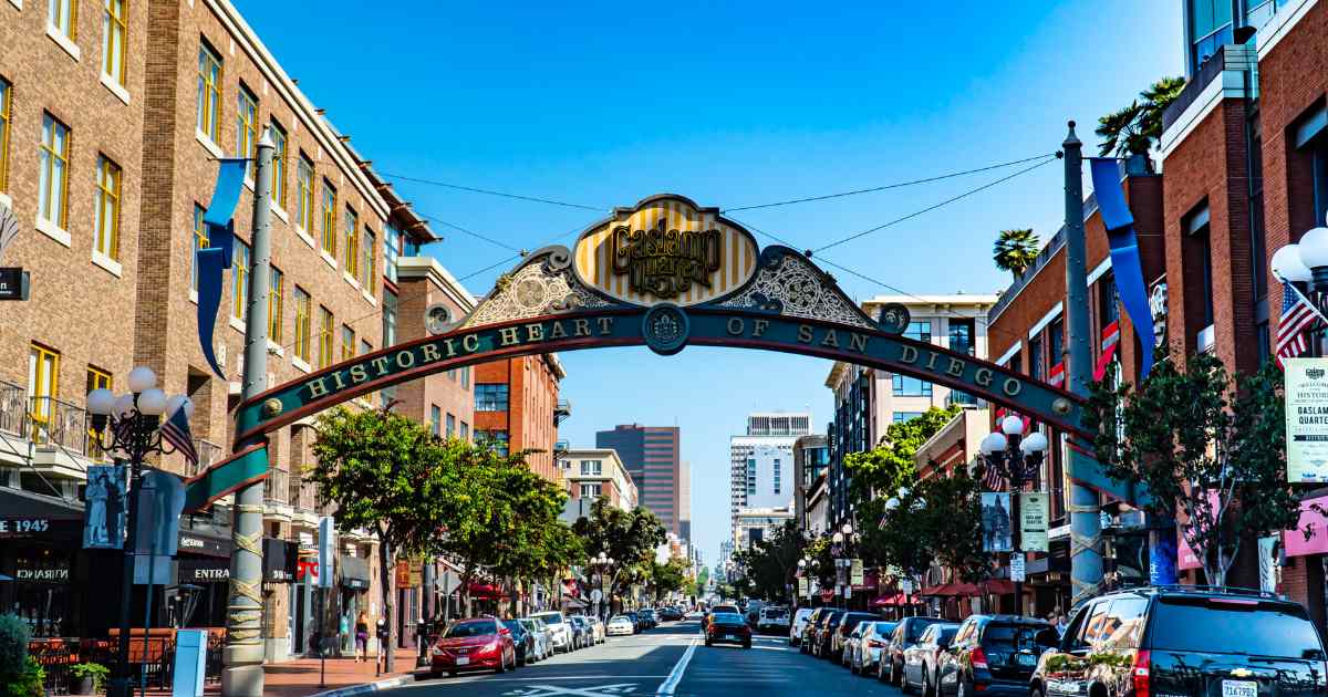 The Gaslamp Quarter in Downtown SD.
