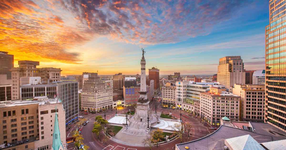 The Soldiers' and Sailors' Monument in Downtown Indianapolis.