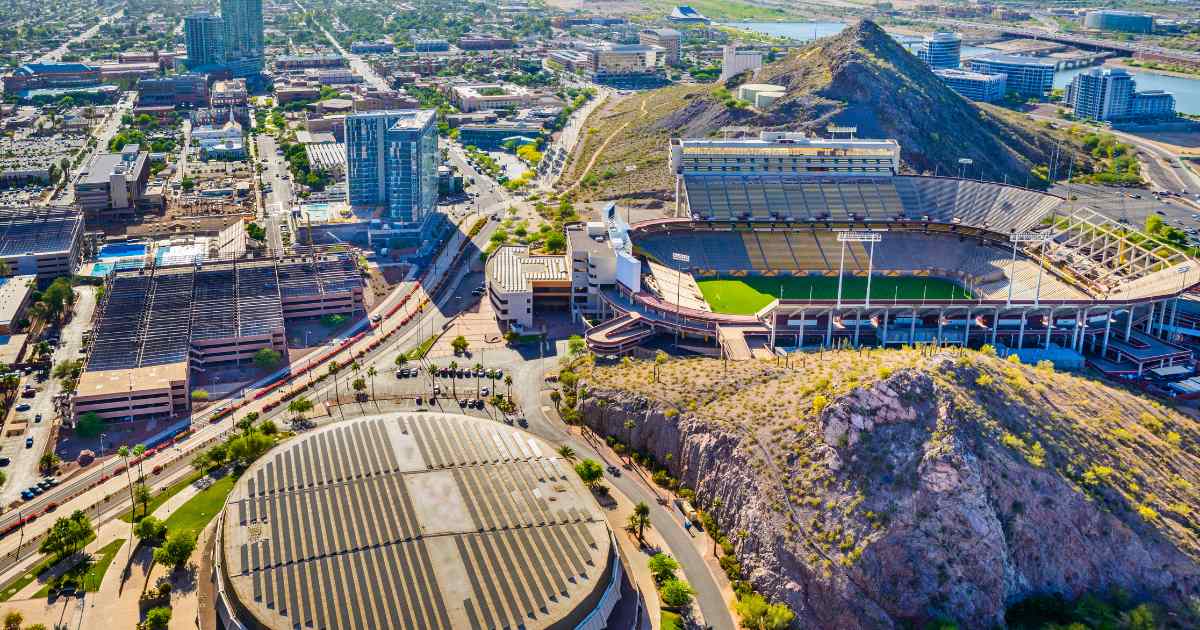 ASU Campus with Sun Devil Stadium in Tempe AZ