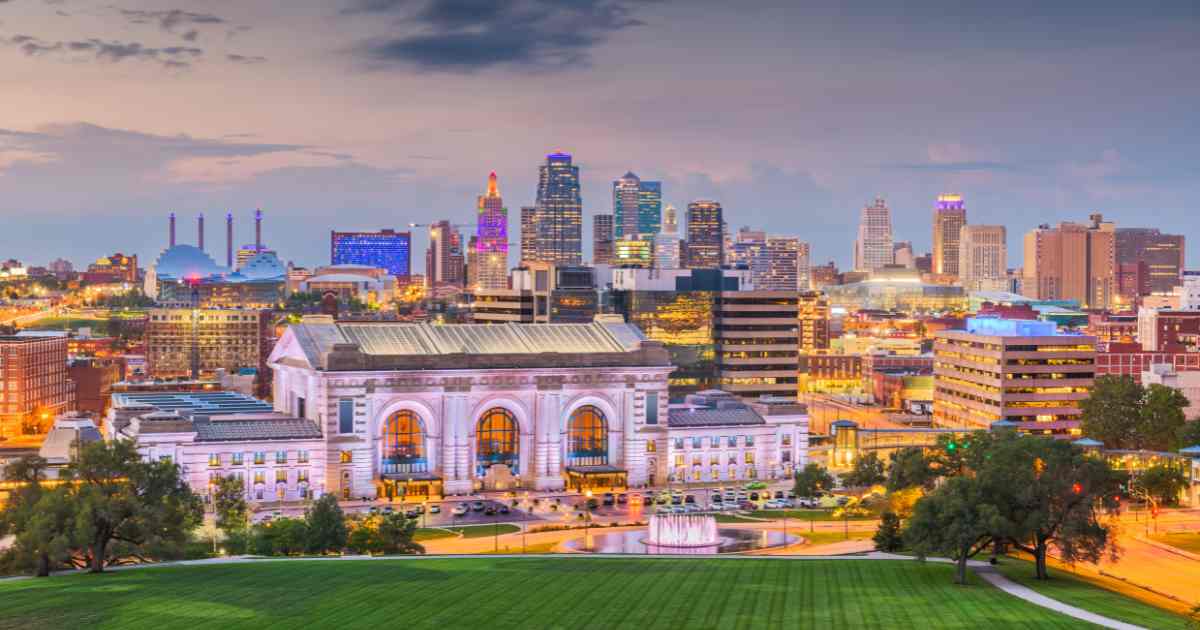 Union Station with Downtown Kansas City in the background.