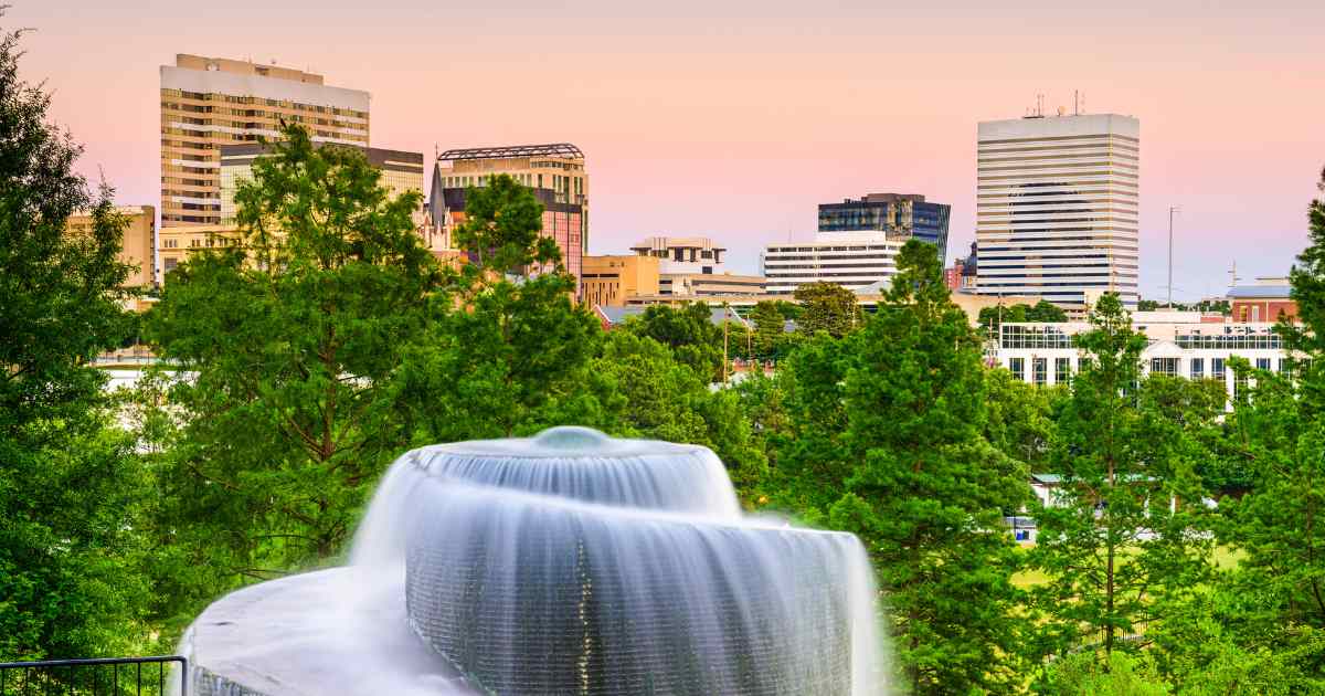 Finlay Park with Downtown Columbia in the background.