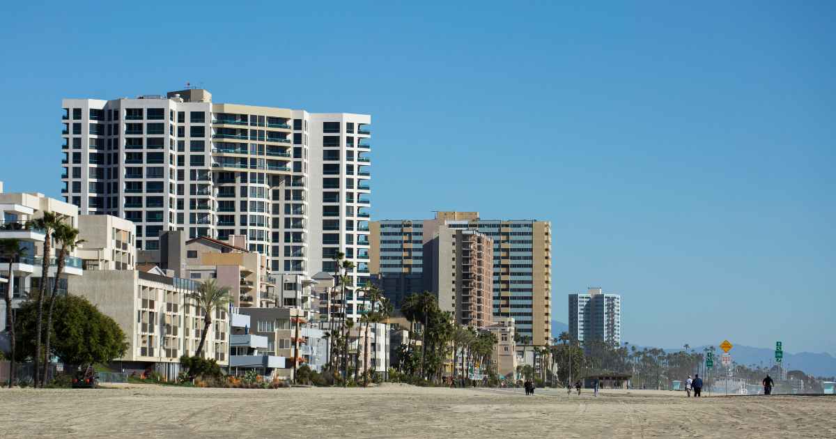 The shoreline in Long Beach California