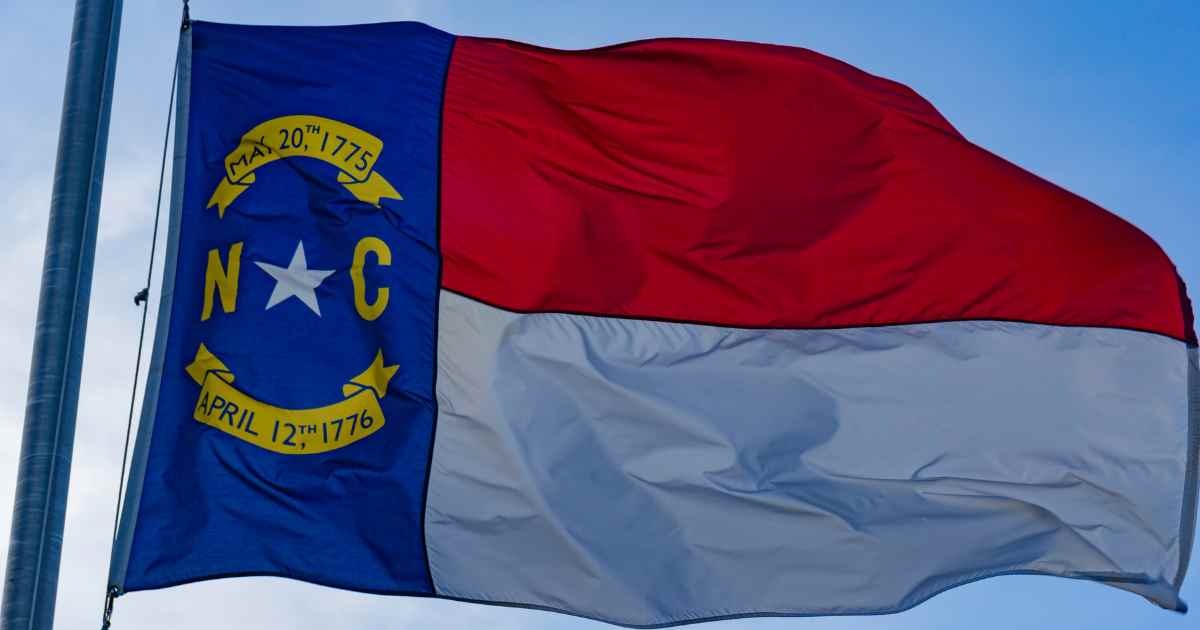 Flag of North Carolina flying in the breeze