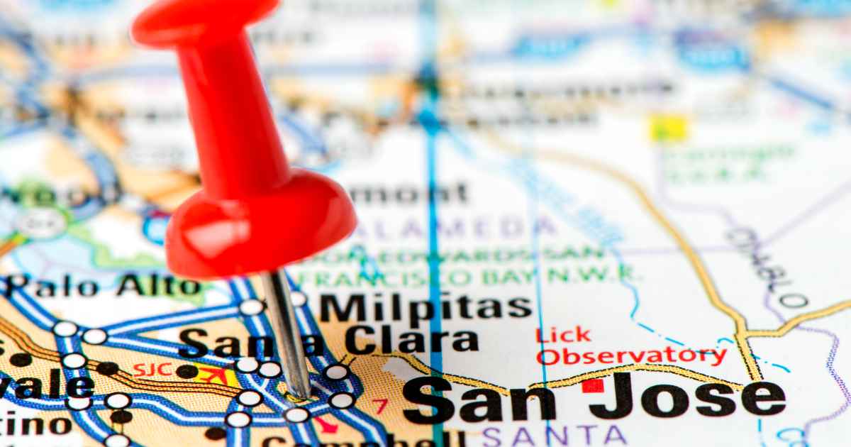 San Jose California as shown on a map.